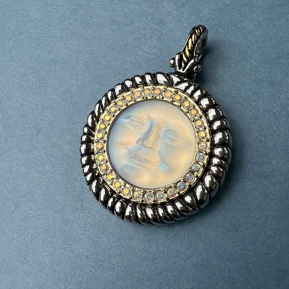 Kirk's Folly Crystal & Gold Tone Smiling Moon face Pendant - Picture 5 of 8
